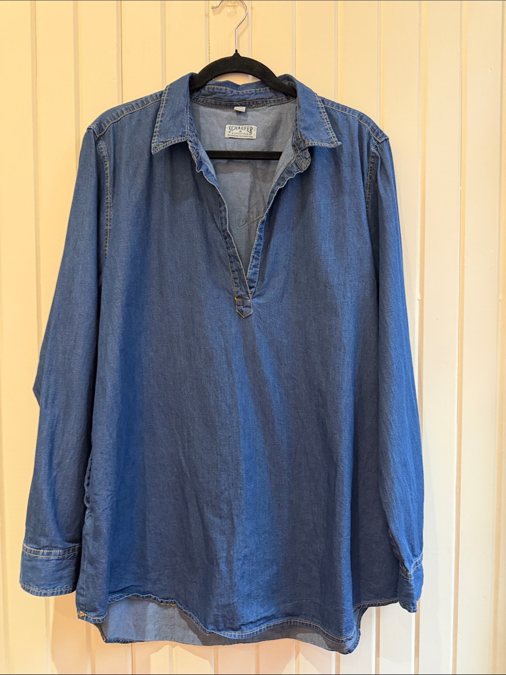 Schuaffer Relaxed Denim Tunic Shirt in Blue with pockets size XL